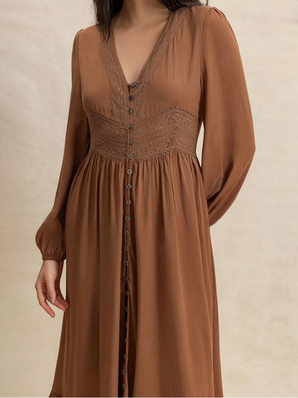 Rusttydustty Boho Prairie Maxi Dress Rust Button Front Cottagecore Earthy M - Picture 12 of 13